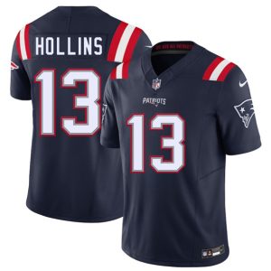Men's New England Patriots #13 Mack Hollins Navy 2025 F.U.S.E. Vapor Limited Football Stitched Jersey