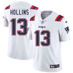 Men's New England Patriots #13 Mack Hollins White 2025 Vapor Limited Football Stitched Jersey