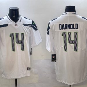 Men's Seattle Seahawks #14 Sam Darnold White 2025 Vapor Limited Football Stitched Jersey