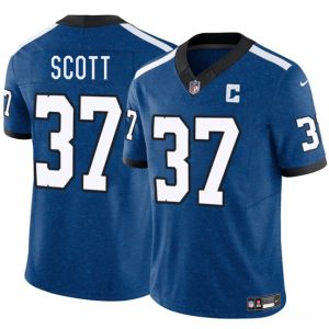Men's Indianapolis Colts #37 Daniel Scott Blue 2025 F.U.S.E. Throwback Vapor Limited Football Stitched Jersey