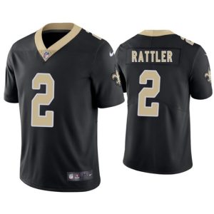 Men's New Orleans Saints #2 Spencer Rattler Black 2025 Jersey