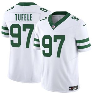 Men's New York Jets #97 Jay Tufele White 2025 F.U.S.E.  Jersey
