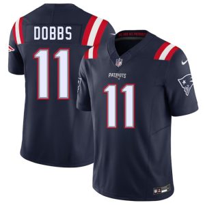 Men's New England Patriots #11 Joshua Dobbs Navy 2025 F.U.S.E. Jersey