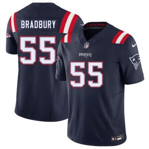 Men's New England Patriots #55 Garrett Bradbury Navy 2025 F.U.S.E. Jersey