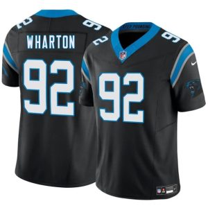 Men's Carolina Panthers #92 Tershawn Wharton Black 2025 F.U.S.E. Jersey