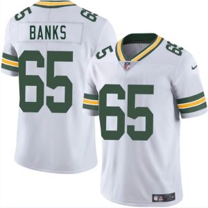 Men's Green Bay Packers #65 Aaron Banks White 2025  Jersey