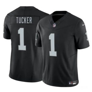 Men's Las Vegas Raiders #1 Tre Tucker Black 2025 F.U.S.E. Jersey