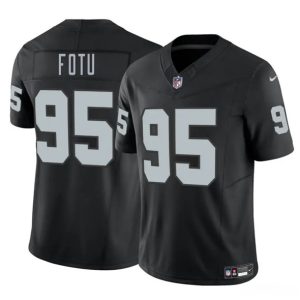 Men's Las Vegas Raiders #95 Leki Fotu Black 2025 F.U.S.E. Jersey