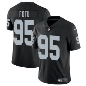 Men's Las Vegas Raiders #95 Leki Fotu Black 2025 Jersey