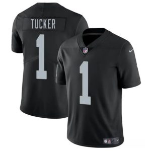 Men's Las Vegas Raiders #1 Tre Tucker Black 2025 Jersey