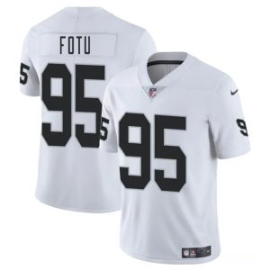 Men's Las Vegas Raiders #95 Leki Fotu White 2025 Jersey