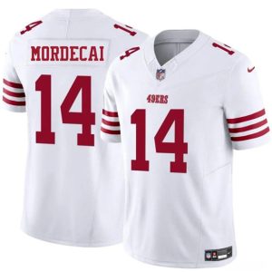Men's San Francisco 49ers #14 Tanner Mordecai White 2025 F.U.S.E.  Jersey