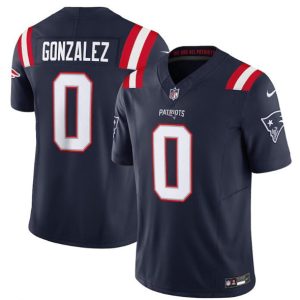 Men's New England Patriots #0 Christian Gonzalez Navy 2025 F.U.S.E. Jersey