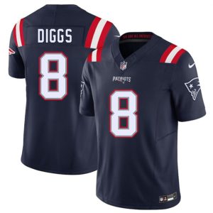 Men's New England Patriots #8 Stefon Diggs Navy 2025 F.U.S.E. Jersey