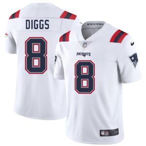 Men's New England Patriots #8 Stefon Diggs White 2025 Jersey