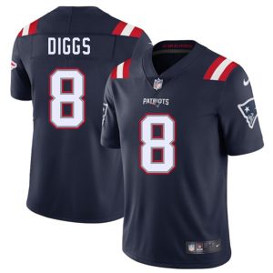 Men's New England Patriots #8 Stefon Diggs Navy 2025 Jersey