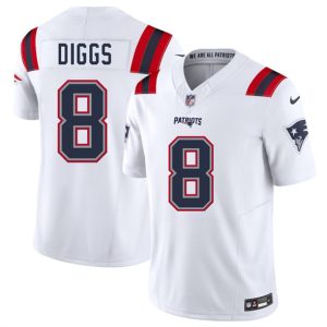 Men's New England Patriots #8 Stefon Diggs White 2025 F.U.S.E. Jersey
