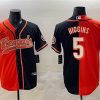 Men's Cincinnati Bengals #5 Tee Higgins Orange Black Split With Patch Cool Base Stitched Jersey