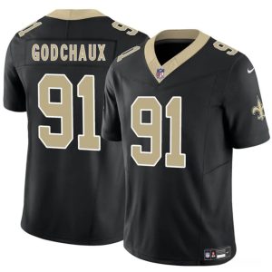 Men's New Orleans Saints #91 Davon Godchaux Black F.U.S.E. Jersey
