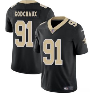 Men's New Orleans Saints #91 Davon Godchaux Black 2025 Jersey