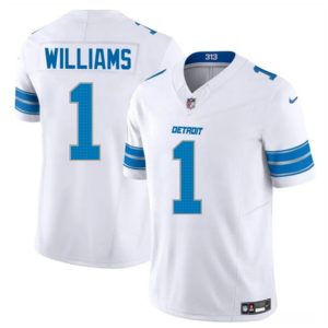 Men's Detroit Lions #1 Jameson Williams White 2025 F.U.S.E. Jersey