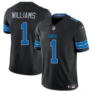 Men's Detroit Lions #1 Jameson Williams Black 2025 F.U.S.E. Jersey