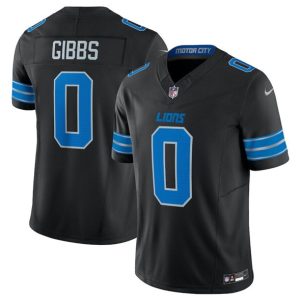 Men's Detroit Lions #0 Jahmyr Gibbs Black 2025 F.U.S.E. Jersey