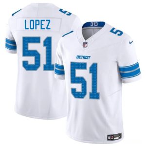 Men's Detroit Lions #51 Roy Lopez White 2025 F.U.S.E. Jersey