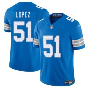 Men's Detroit Lions #51 Roy Lopez Blue 2025 F.U.S.E. Jersey