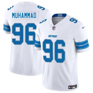 Men's Detroit Lions #96 Al-Quadin Muhammad White 2025 F.U.S.E. Jersey