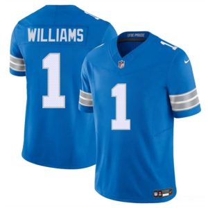 Men's Detroit Lions #1 Jameson Williams Blue 2025 F.U.S.E. Jersey