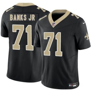 Men's New Orleans Saints #71 Kelvin Banks Jr Black 2025 Draft F.U.S.E. Jersey