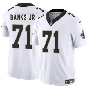 Men's New Orleans Saints #71 Kelvin Banks Jr White 2025 Draft F.U.S.E. Jersey