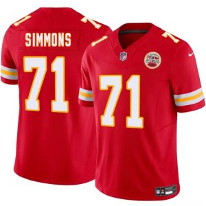 Men?s Kansas City Chiefs #71 Josh Simmons Red 2025 Draft F.U.S.E.  Jersey