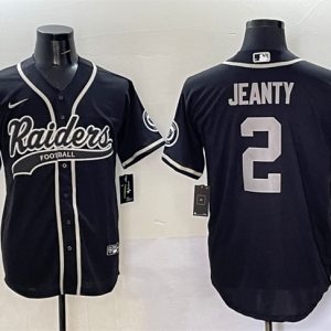 Men's Las Vegas Raiders #2 Ashton Jeanty Black Cool Base Stitched Baseball Jersey