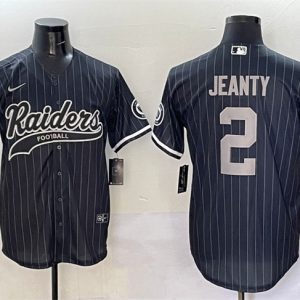 Mens Las Vegas Raiders #2 Ashton Jeanty Black Cool Base Stitched Baseball Jersey