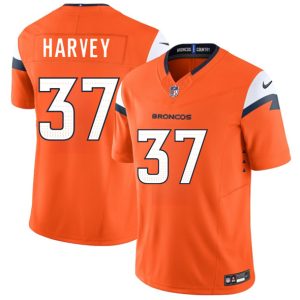 Men's Denver Broncos #37 RJ Harvey Orange 2025 Draft F.U.S.E. Jersey