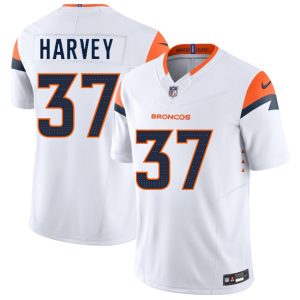 Men's Denver Broncos #37 RJ Harvey White 2025 Draft F.U.S.E. Jersey