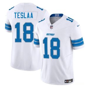 Men's Detroit Lions #18 Isaac TeSlaa White 2025 Draft F.U.S.E. Jersey