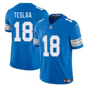 Men's Detroit Lions #18 Isaac TeSlaa Blue 2025 Draft F.U.S.E. Jersey