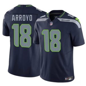 Men's Seattle Seahawks #18 Elijah Arroyo Navy 2025 Draft F.U.S.E. Jersey