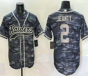 Men's Las Vegas Raiders #2 Ashton Jeanty Grey Camo With Patch Cool Base Stitched Baseball Jersey