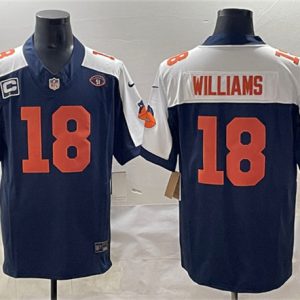 Men's Chicago Bears #18 Caleb Williams Navy White F.U.S.E. With 1-star C Patch And No. 51 Patch Throwback Football Stitched Jersey