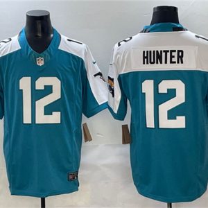 Men's Jacksonville Jaguars #12 Travis Hunter Teal White 2025 Draft F.U.S.E. Florida Patch Vapor Untouchable Football Stitched Jersey