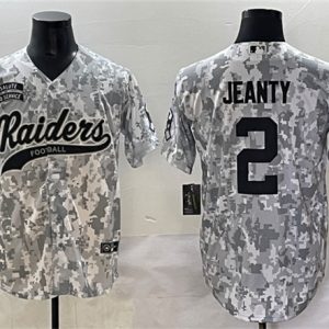 Men's Las Vegas Raiders #2 Ashton Jeanty 2024 Arctic Camo Salute to Service Stitched Baseball Jersey