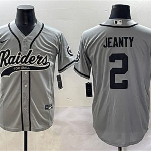 Men's Las Vegas Raiders #2 Ashton Jeanty Grey Cool Base Stitched Baseball Jerseys