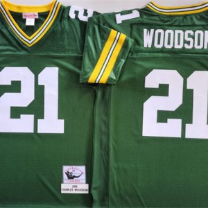 Men's Green Bay Packers #21 Charles Woodson Green Throwback Stitched Football Jersey