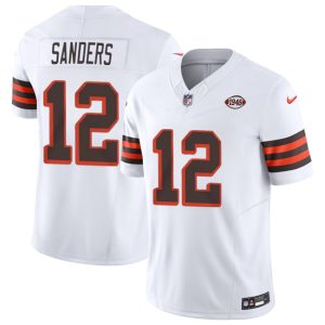 Men's Cleveland Browns #12 Shedeur Sanders White 2025 Draft 1946 Collection F.U.S.E. Vapor Limited Stitched Football Jersey