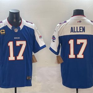 Men's Buffalo Bills #17 Josh Allen Blue White F.U.S.E. With 4-star C Ptach Football Stitched Jersey