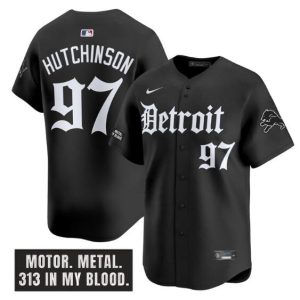 Men's Detroit Lions #97 Aidan Hutchinson Black 'Motor Gothic Edition' Vapor Premier Limited Stitched Jersey